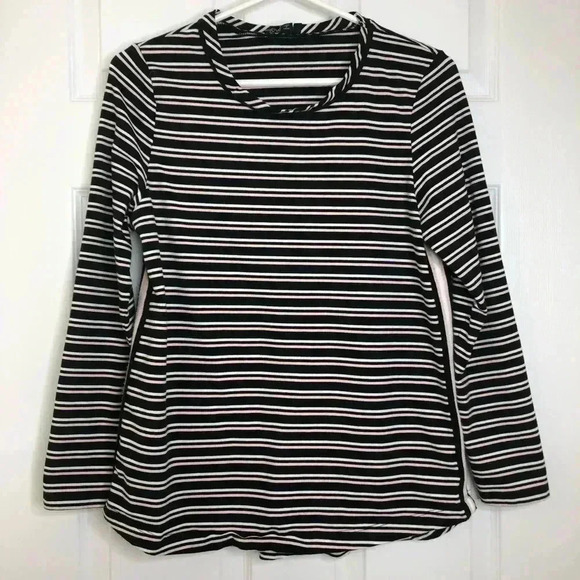 Bylyse Spenard Long Sleeved Shirt Striped Black, Pink,  & White Size Small - Picture 1 of 16